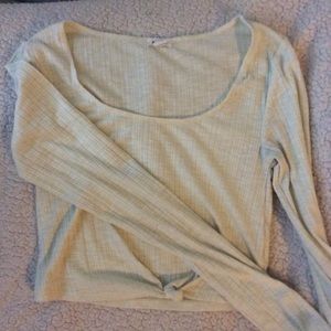 Light yellow long sleeve crop top